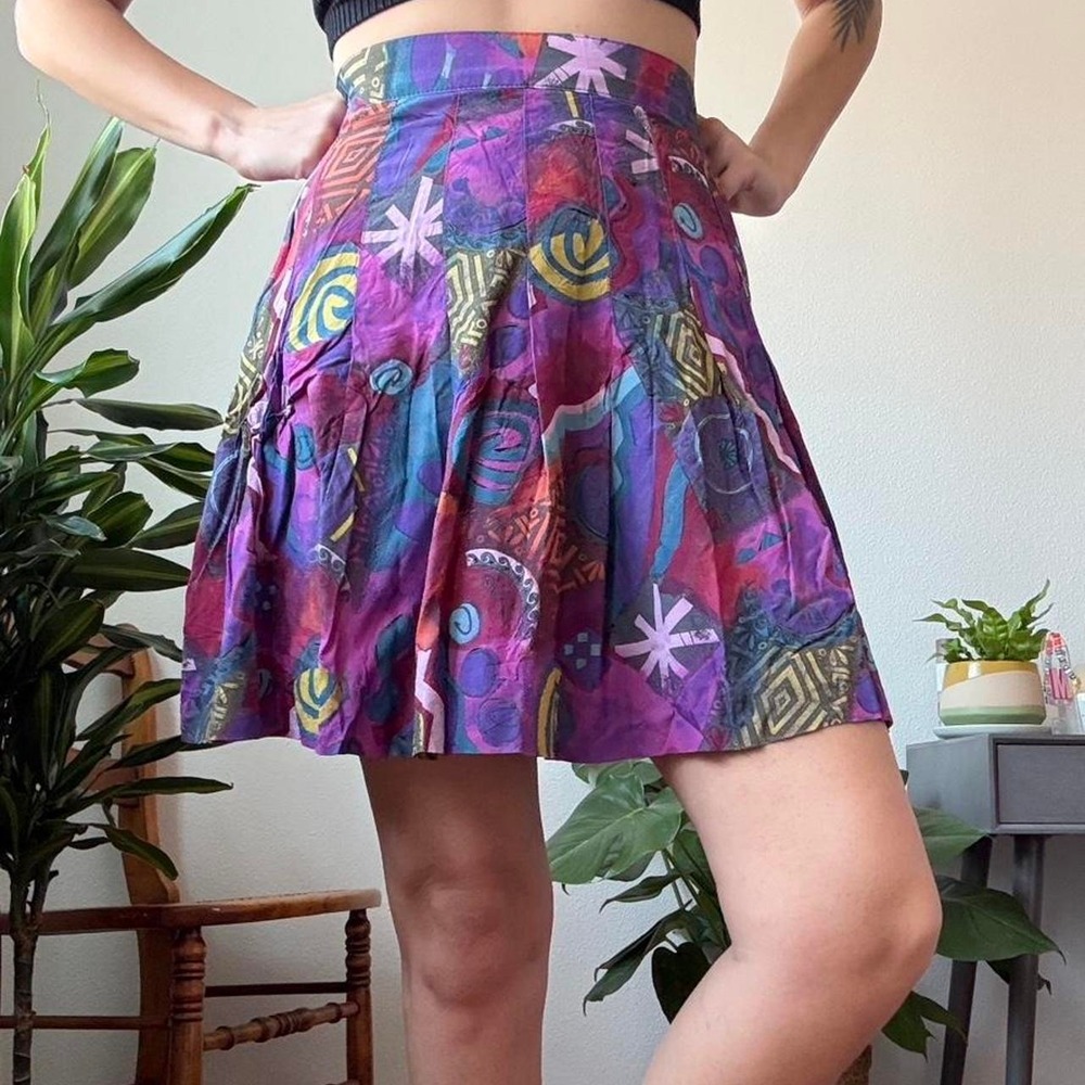 Vintage The Limited 80s/90s pleated abstract print mini skirt Size S